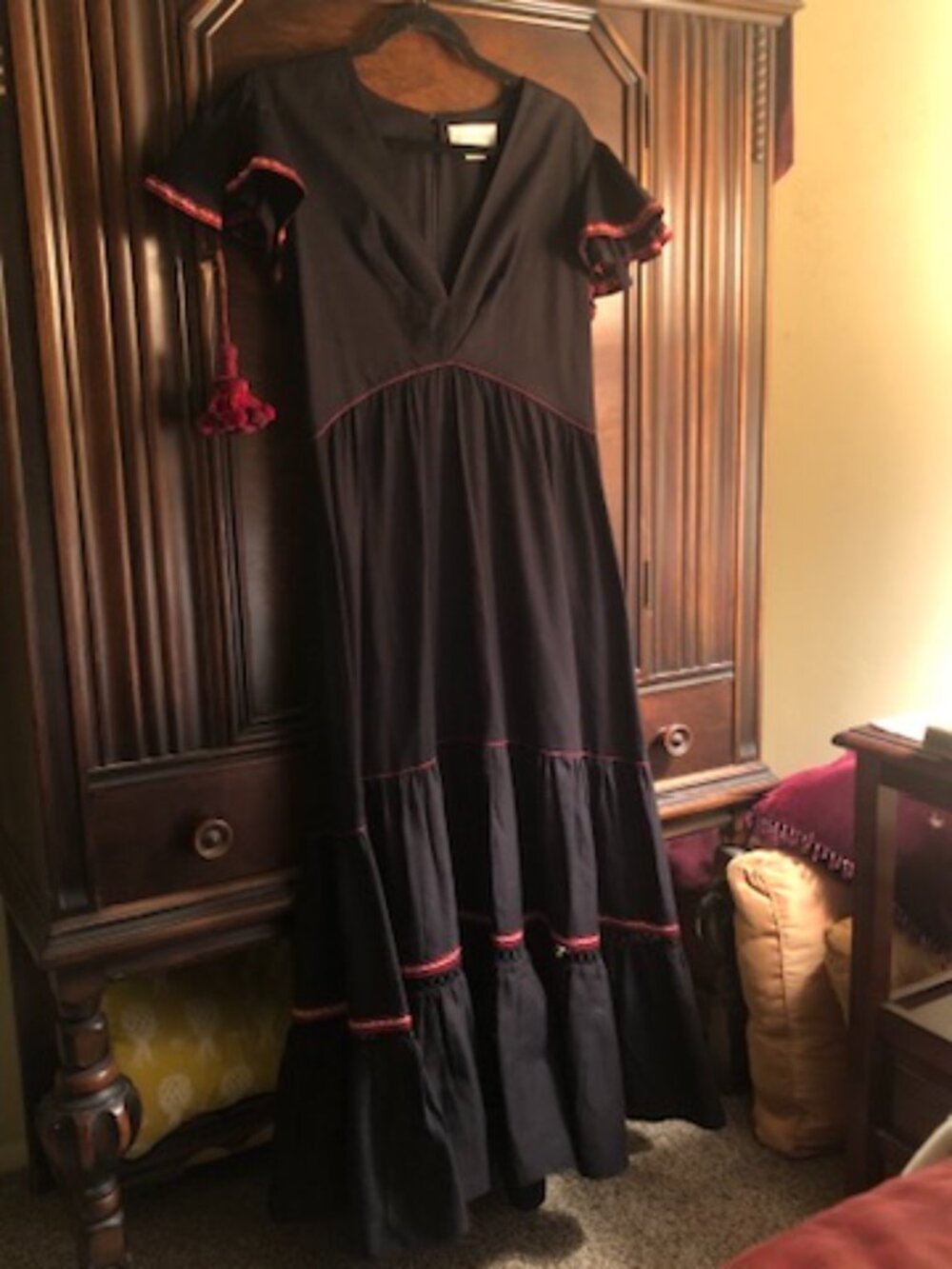 SACHIN & BABI V-Neck Navy Blue Cotton Long Dress (Size 10)